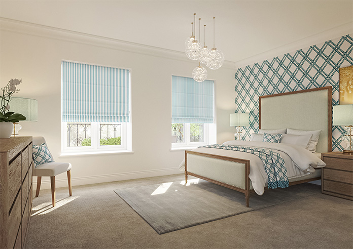 Lace Stripes, Electric Blue - Twist&Fit Roman Blind - Image 6
